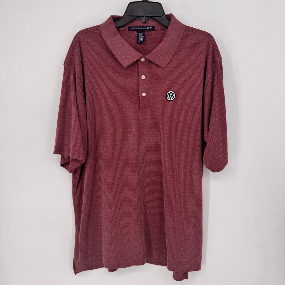 Devon & Jones Polo Shirt Mens XL Burgundy Good Volkswagen Logo Pima Blend DG210
